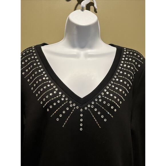 $70 Inc International Concepts Rhinestone-Embellished Sweatshirt Black M NWT - Picture 3 of 7